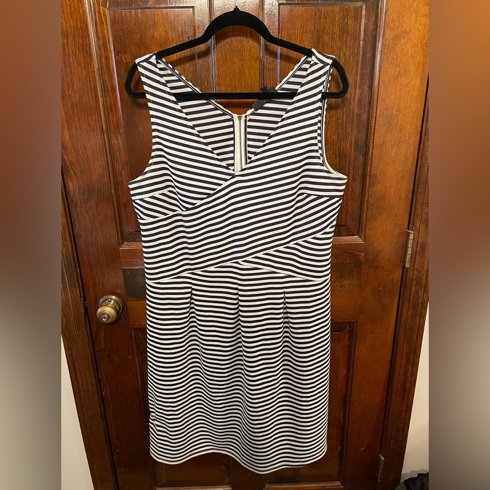 Lane Bryant Black and White Striped Midi Dress